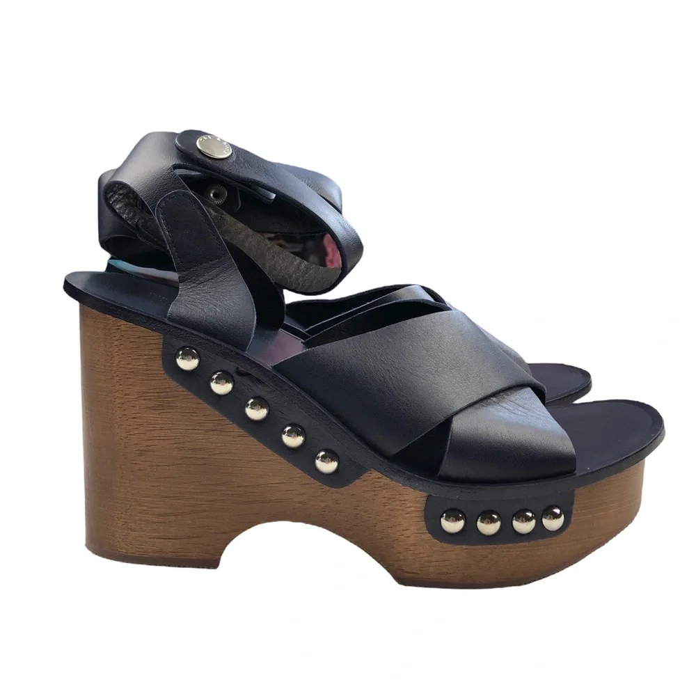 NWT Rag & Bone Hester Navy Leather Platform Sandal 11